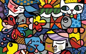 Cute Doodles In Colorful Abstract Art Wallpaper