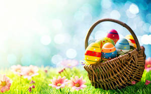Cute Easter Eggs On Basket Wallpaper