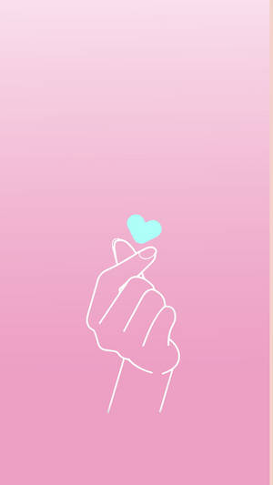 Cute Finger Heart Line Drawing Wallpaper