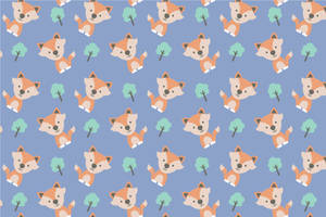 Cute Fox Seamless Pattern Wallpaper