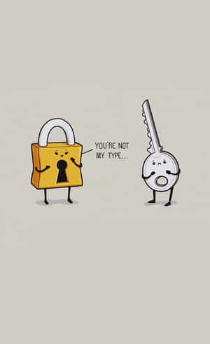 Cute Funny Key Lock Art Wallpaper