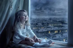 Cute Girl By The Cityscape Wallpaper