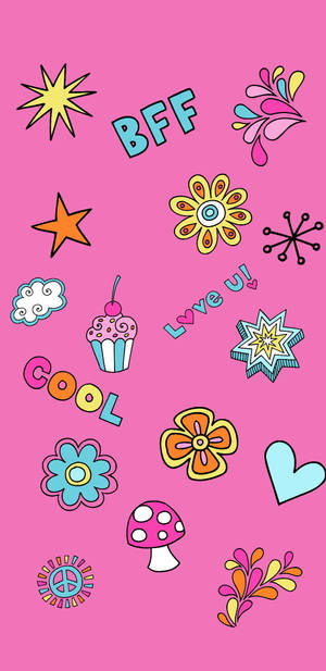 Cute Girly Bff Stickers Wallpaper