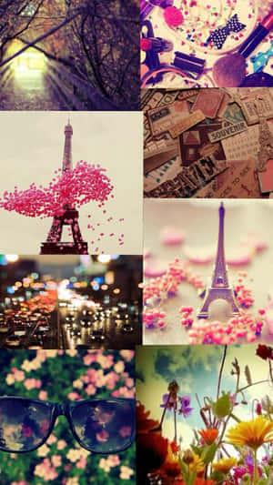 Cute Girly Phone Eifel Tower Flowers Wallpaper