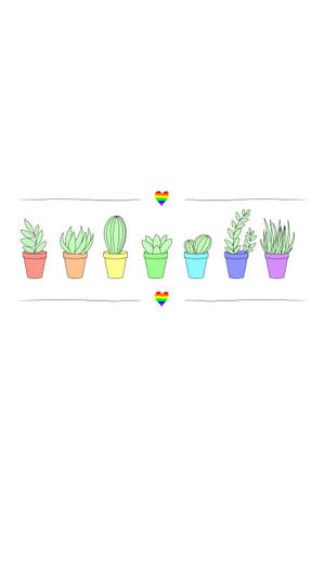 Cute Graphic Plant Pots Pride Wallpaper