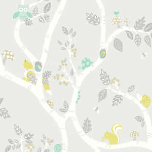 Cute Grey Tree Of Animals Wallpaper