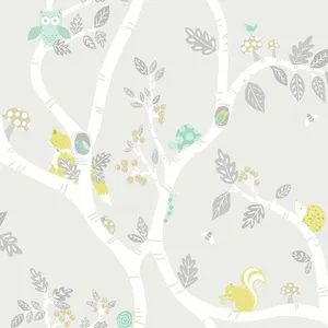 Cute Grey Tree Of Animals Wallpaper