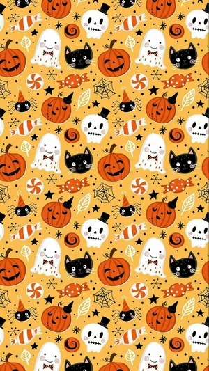 Cute Halloween Iphone Figures Wallpaper