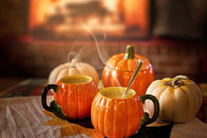 Cute Halloween Pumpkin Latte Wallpaper