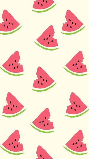 Cute Heart Shaped Watermelon Slices Wallpaper