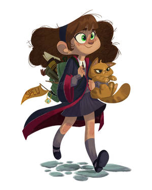 Cute Hermione Granger Cartoon Wallpaper