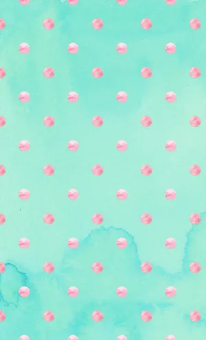 Cute Iphone Teal With Pink Circle Patterns Wallpaper