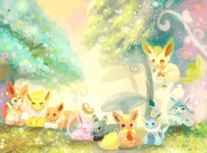 Cute Jolteon And Eeveelutions Wallpaper