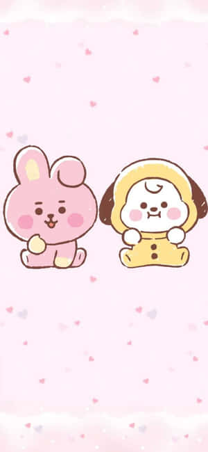 Cute Kawaii Chimmy And Cooky Bt21 Wallpaper