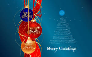 Cute Merry Christmas Ornamental Art Wallpaper