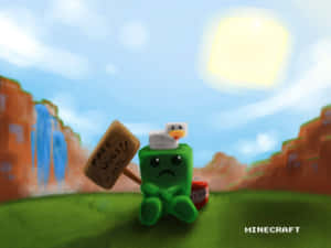 Cute Minecraft Creeper Sitting Wallpaper