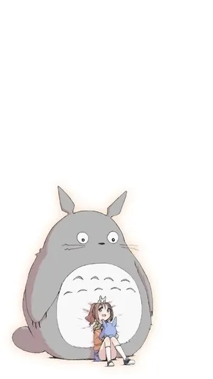 Cute Minimalist Totoro Girl Wallpaper