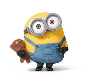 Cute Minion Bob Holding A Bear Wallpaper