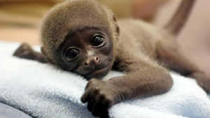 Cute Monkey Photo Laying Down Wallpaper