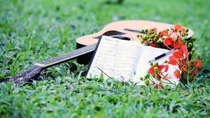 Cute Music Guitar And Music Sheet Wallpaper