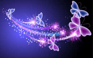Cute Neon Purple Butterflies Wallpaper