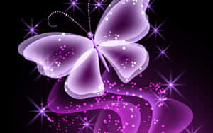 Cute Neon Sparkly Purple Butterfly Wallpaper
