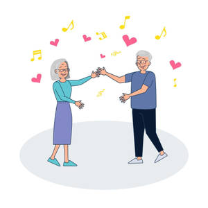 Cute Old Dancing Cartoon Couple Wallpaper