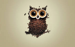 Cute Owl Coffee Art Wallpaper