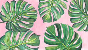 Cute Palm Tree Leaves Painting Wallpaper