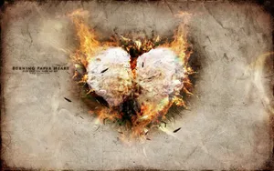 Cute Paper Heart Burning Wallpaper
