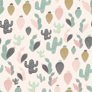 Cute Pastel Abstract Cactus Pattern Wallpaper