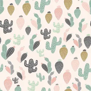 Cute Pastel Abstract Cactus Pattern Wallpaper