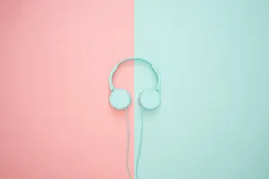 Cute Pastel Aesthetic Blue Headphone Wallpaper