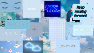 Cute Pastel Blue Shades Mood Board Wallpaper