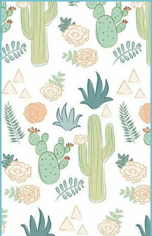 Cute Pastel Cactus Art Mobile Wallpaper