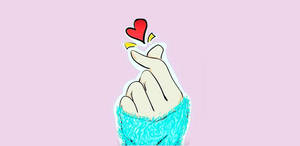 Cute Pastel Korean Finger Heart Wallpaper