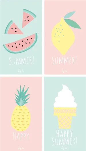 Cute Pastel Summer Collage Phone Wallpaper