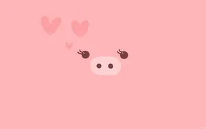Cute Pig Pink Hearts Wallpaper