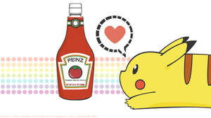 Cute Pikachu With Ketchup Wallpaper