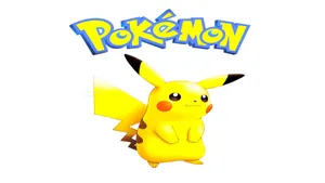 Cute Pikachu With Pokemon Logo Wallpaper