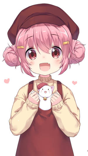 Cute Pink Anime Kid Wallpaper