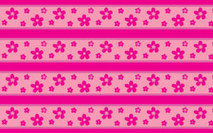 Cute Pink Floral Stripes Wallpaper