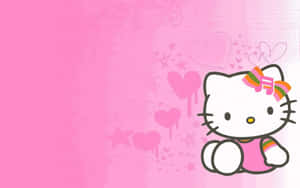 Cute Pink Hello Kitty Music Symbol Ribbon Wallpaper