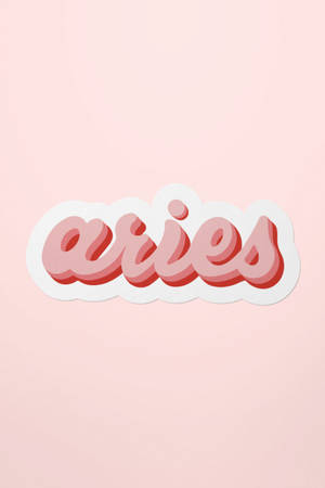 Cute Pink Minimalist Aries Typography Wallpaper