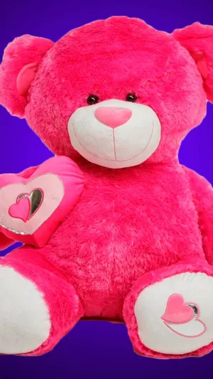 Cute Pink Teddy Bear Heart Wallpaper