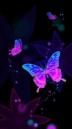 Cute Purple Butterfly Glow In The Dark Wallpaper
