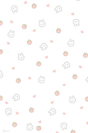 Cute Rabbits And Strawberries Pattern Wallpaper