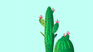 Cute Red Flowering Cactus Wallpaper