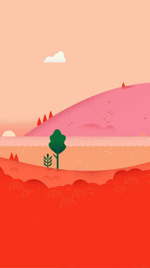 Cute Red Mountain Wallpaper