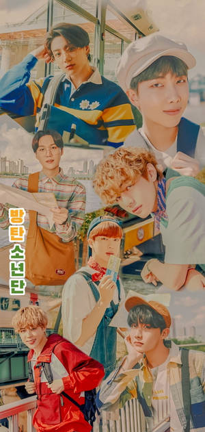 Cute Retro Collage Lockscreen Bts Wallpaper